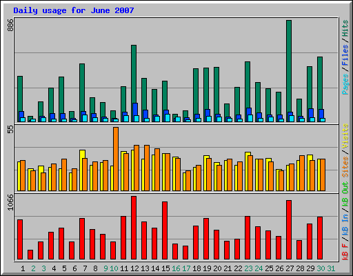 Daily usage for June 2007