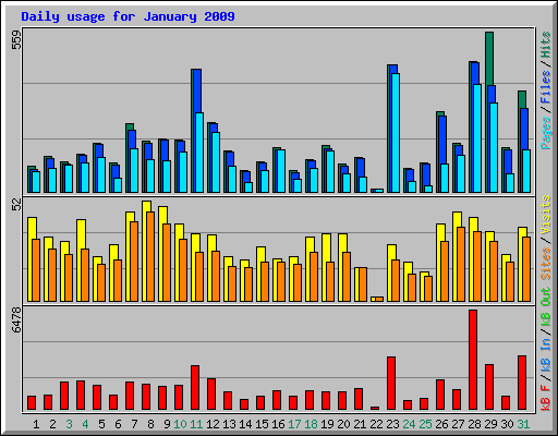 Daily usage for January 2009