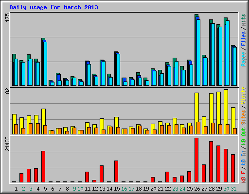 Daily usage for March 2013