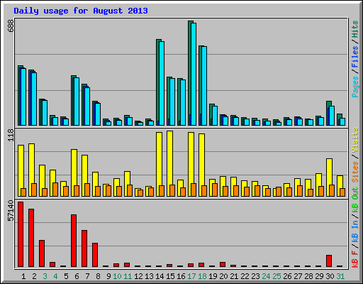Daily usage for August 2013