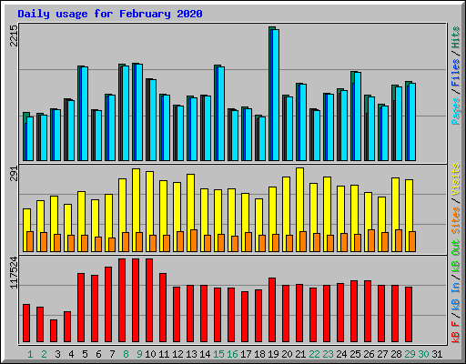 Daily usage for February 2020