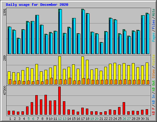 Daily usage for December 2020