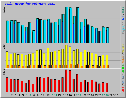 Daily usage for February 2021