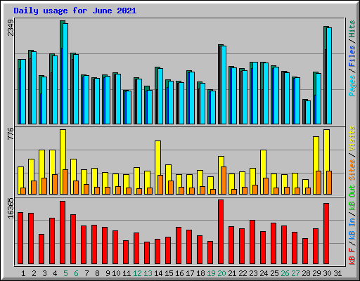 Daily usage for June 2021