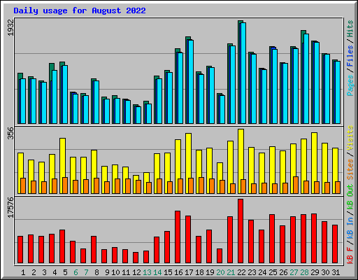 Daily usage for August 2022