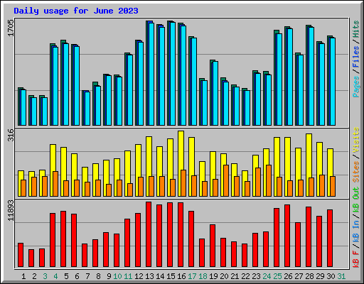 Daily usage for June 2023