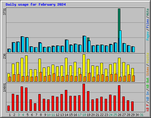 Daily usage for February 2024