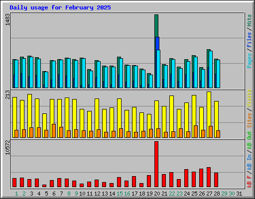 Daily usage for February 2025