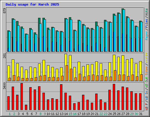 Daily usage for March 2025