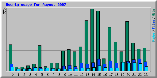 Hourly usage for August 2007