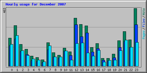 Hourly usage for December 2007