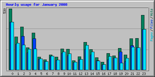 Hourly usage for January 2008