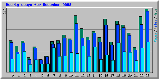 Hourly usage for December 2008
