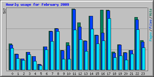Hourly usage for February 2009