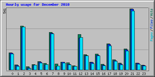 Hourly usage for December 2010