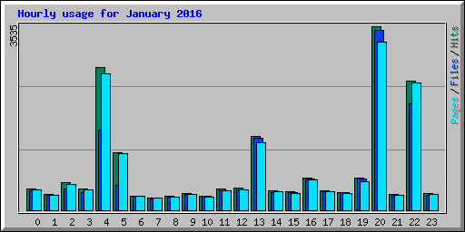 Hourly usage for January 2016