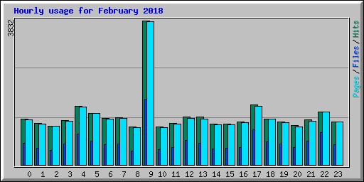 Hourly usage for February 2018