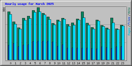 Hourly usage for March 2025